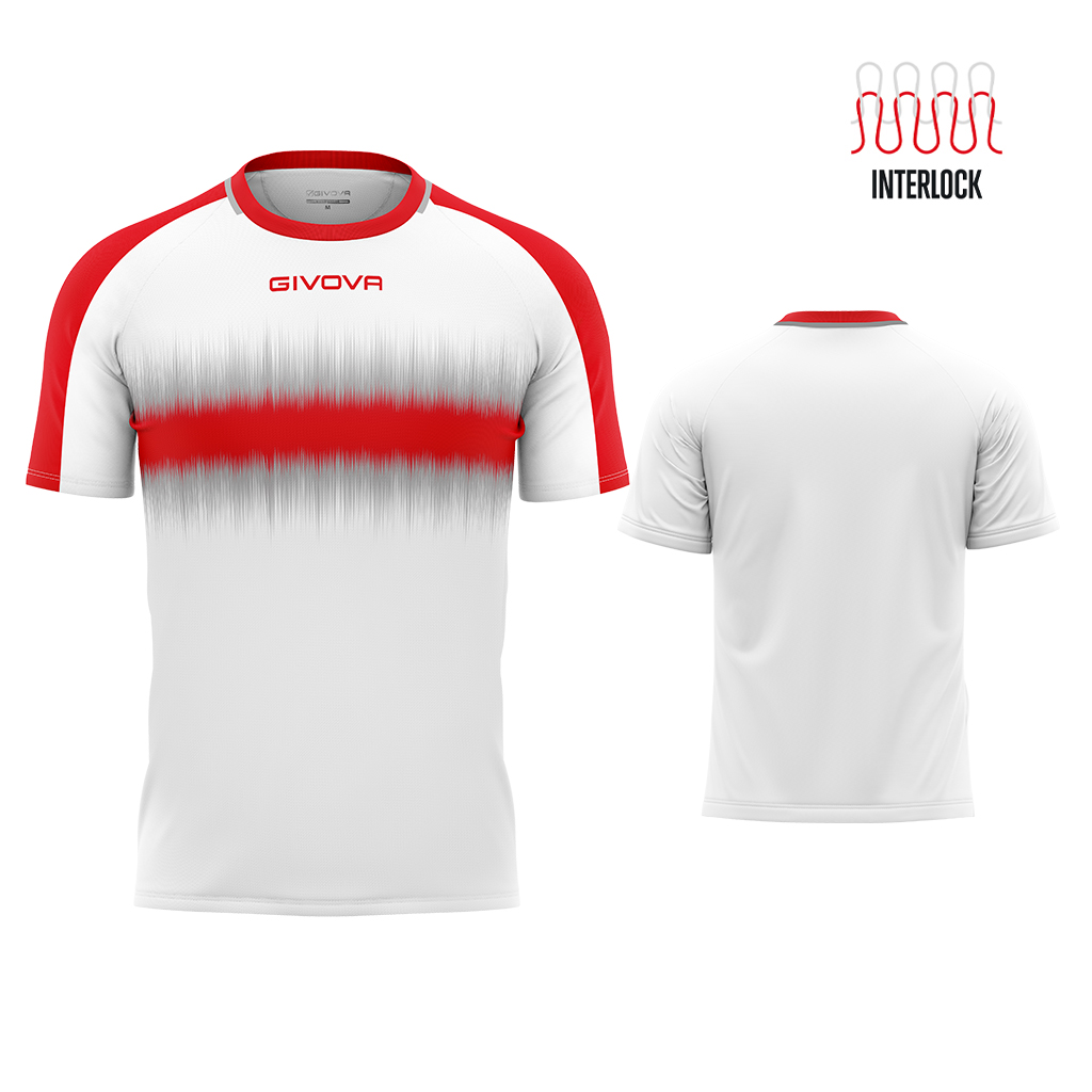 Футболка GIVOVA SHIRT RADIO INTERLOCK MA032 Червоний/білий