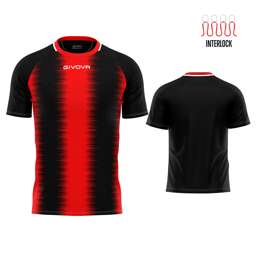 Футболка GIVOVA SHIRT STRIPE M/C INTERLOCK MAC06 Червоний/чорний