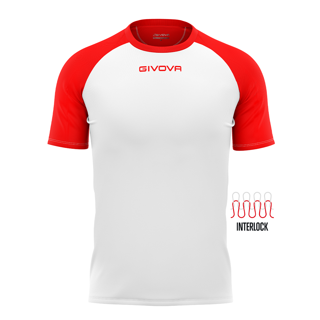 Футболка GIVOVA SHIRT CAPO INTERLOCK MAC03 білий/червоний