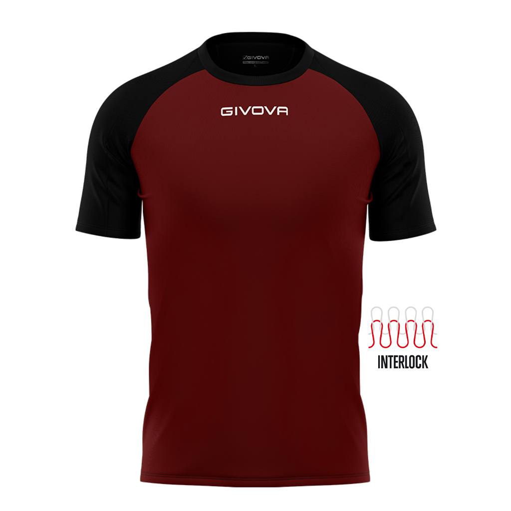 Футболка GIVOVA SHIRT CAPO INTERLOCK MAC03 бордовий/чорний