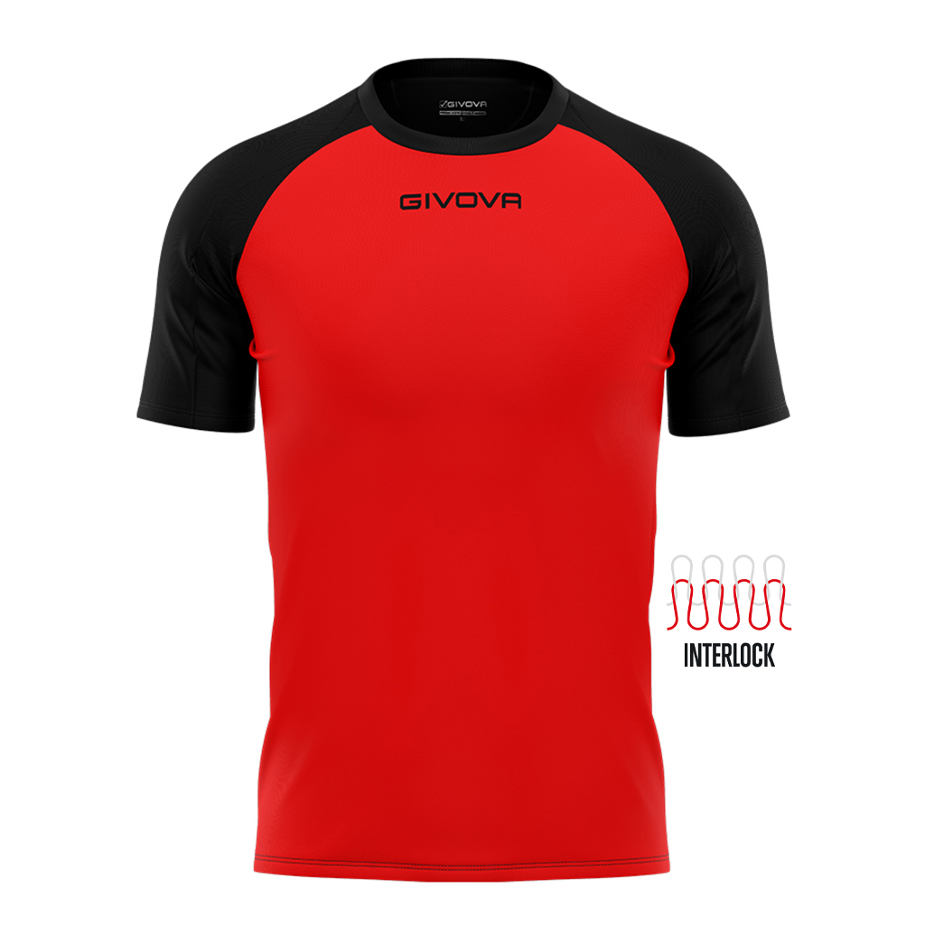 Футболка GIVOVA SHIRT CAPO INTERLOCK MAC03 червоний/чорний