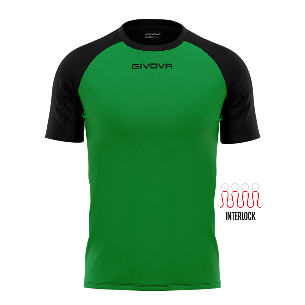 Футболка GIVOVA SHIRT CAPO INTERLOCK MAC03 зелений/чорний