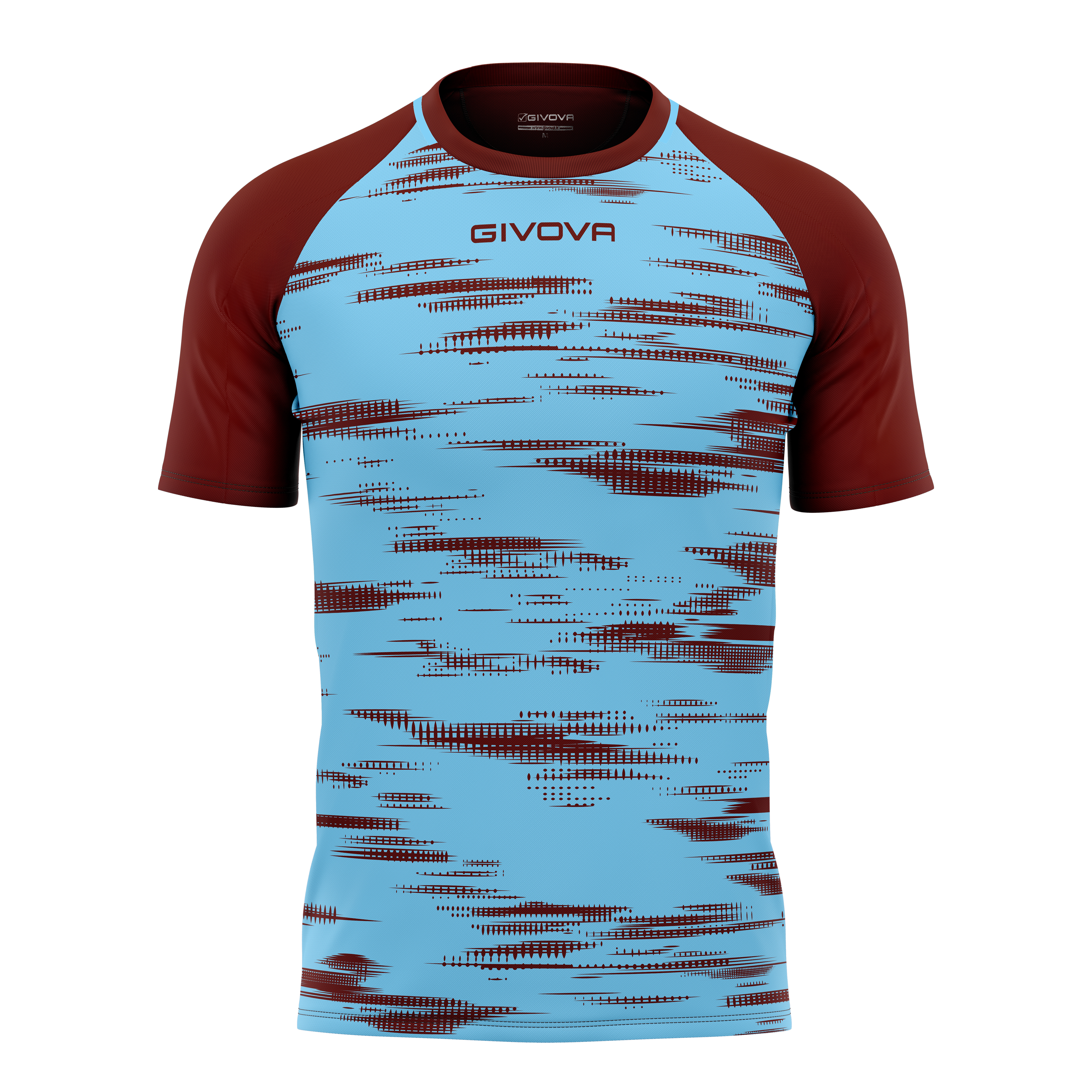 Футболка GIVOVA SHIRT PIXEL INTERLOCK MA035 голубой/бордовый