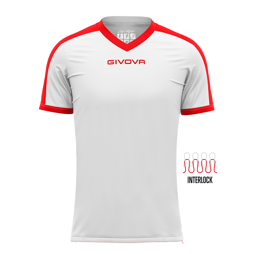 Футболка GIVOVA SHIRT REVOLUTION INTERLOCK MAC04 білий/червоний