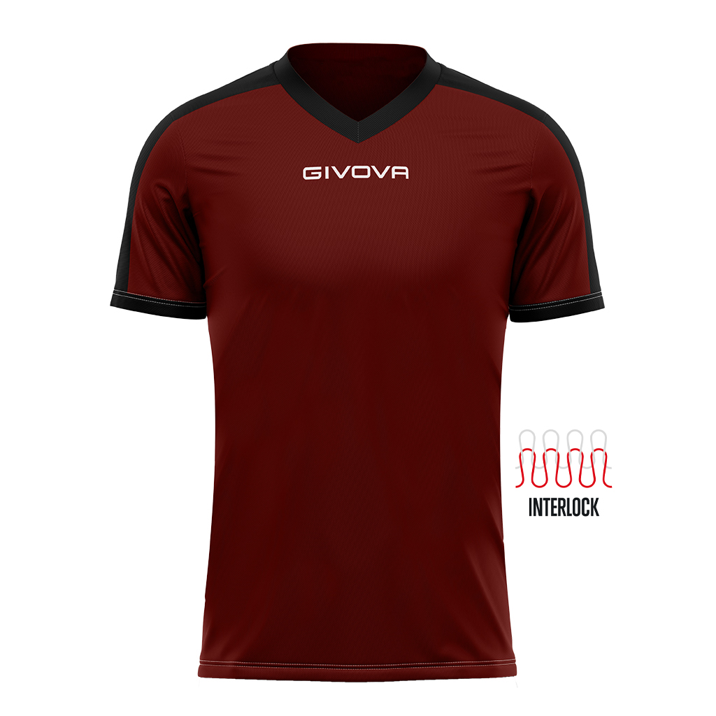 Футболка GIVOVA SHIRT REVOLUTION INTERLOCK MAC04 бордовий/чорний