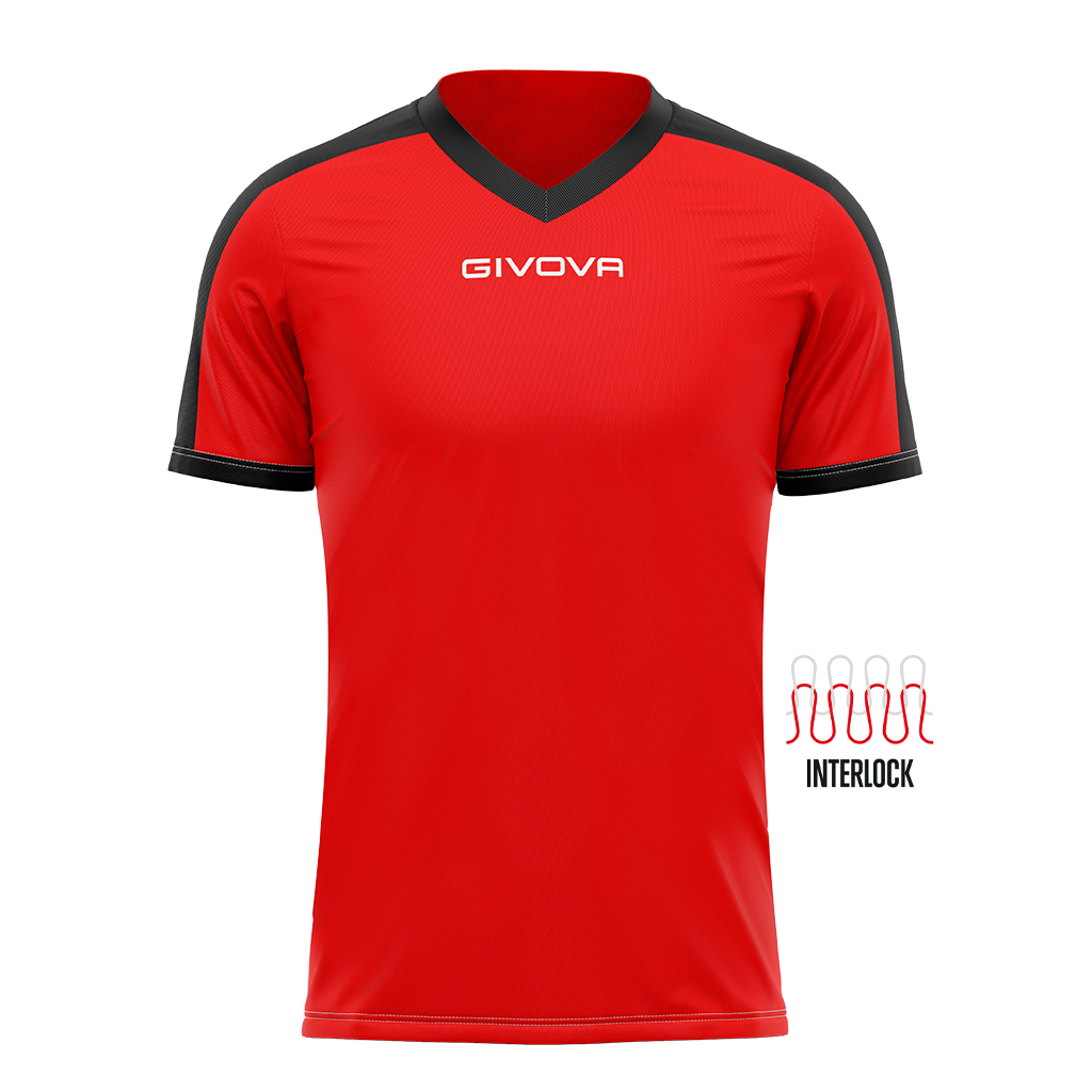 Футболка GIVOVA SHIRT REVOLUTION INTERLOCK MAC04 червоний/чорний