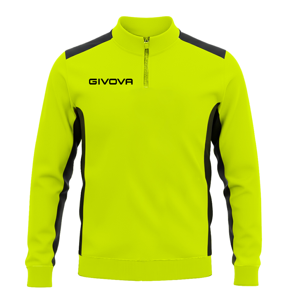 Кофта тренировочная GIVOVA MAGLIA HALF ZIP REVOLUTION IN PIN PAN MA037 салатовый/черный
