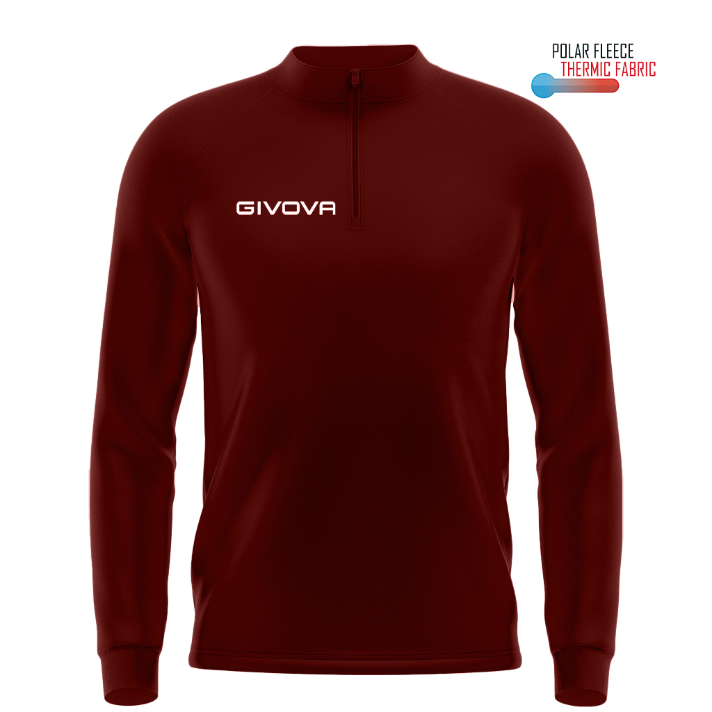 Кофта тренировочная GIVOVA MAGLIA POLARFLEECE TECNICA (HALF ZIP) 500 MA023 бордовый