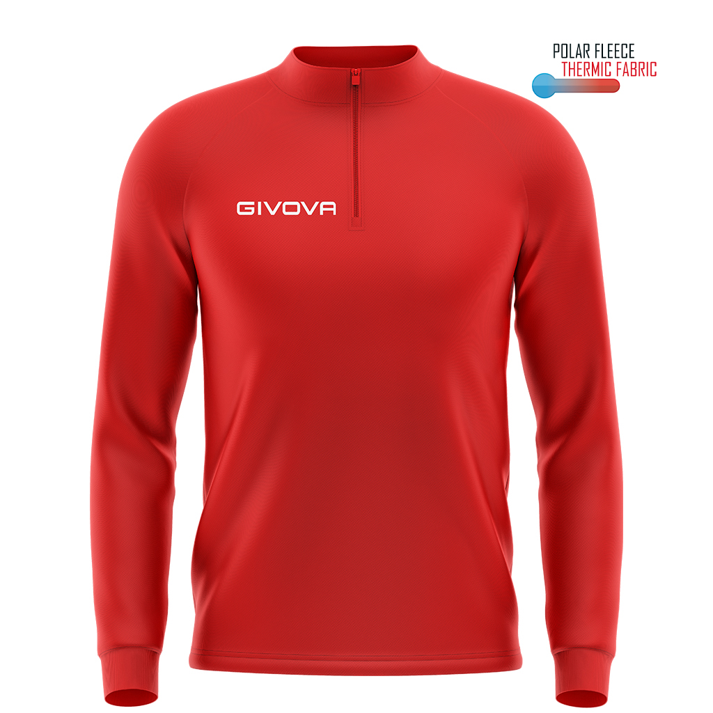 Кофта тренировочная GIVOVA MAGLIA POLARFLEECE TECNICA (HALF ZIP) 500 MA023 красный