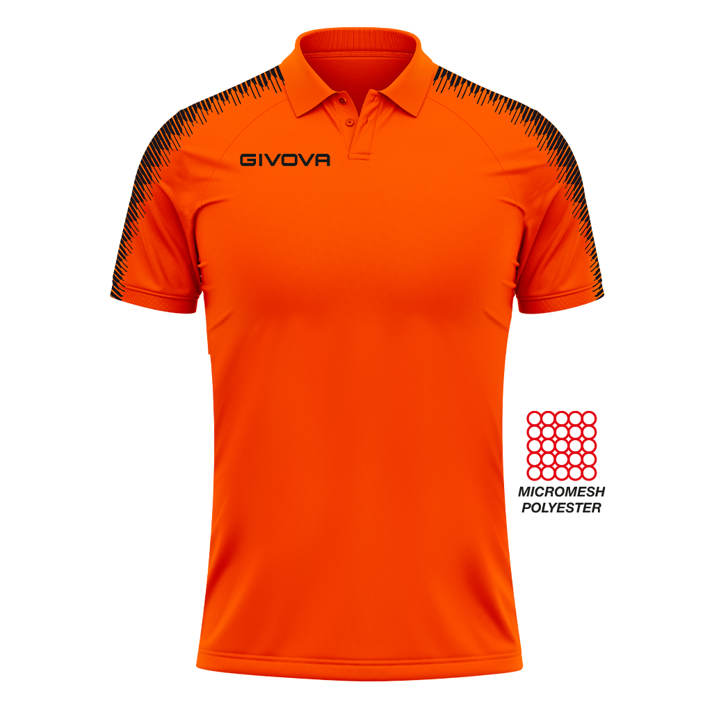 Поло Givova Polo Club PK02  помаранчевий/чорний