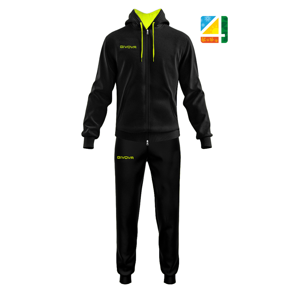 Спортивный костюм Givova TUTA KING 4 SEASONS TT014 черный/салатовый