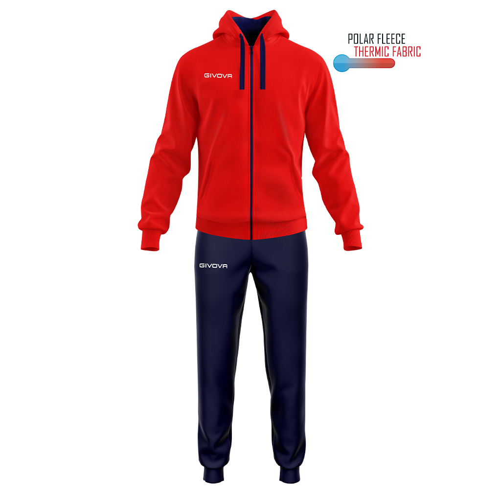 Спортивный костюм Givova TUTA KING IN POLARFLEECE (SORRENTO) TR038 красный/темно-синий