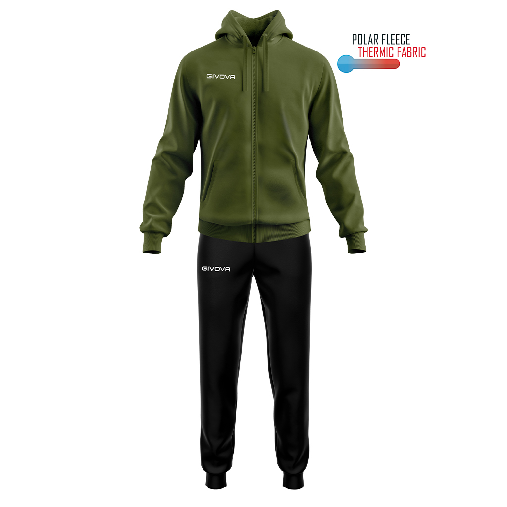 Спортивный костюм Givova TUTA KING IN POLARFLEECE (SORRENTO) TR038 зеленый/черный