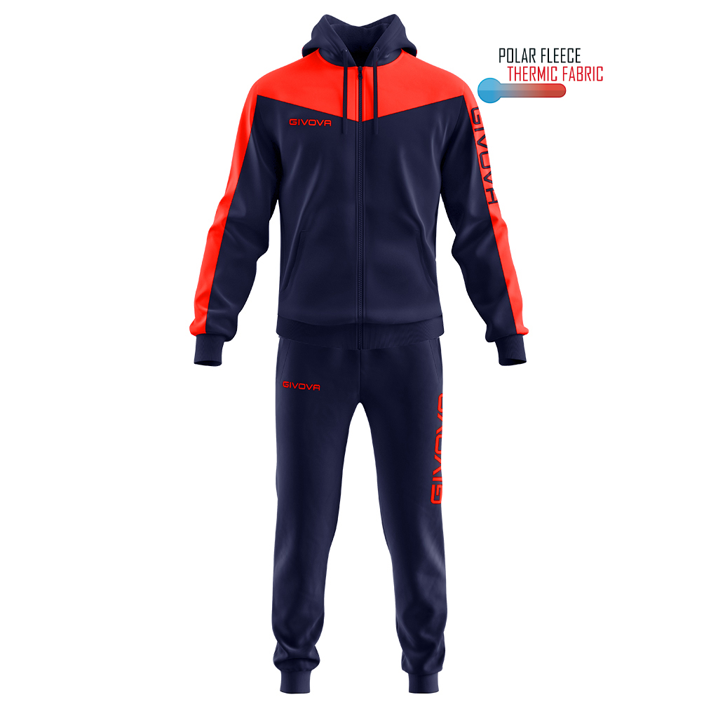 Спортивний костюм Givova TUTA ROMA CON CAPPUCCIO POLARFLEECE TT013 червоний/темно-синій