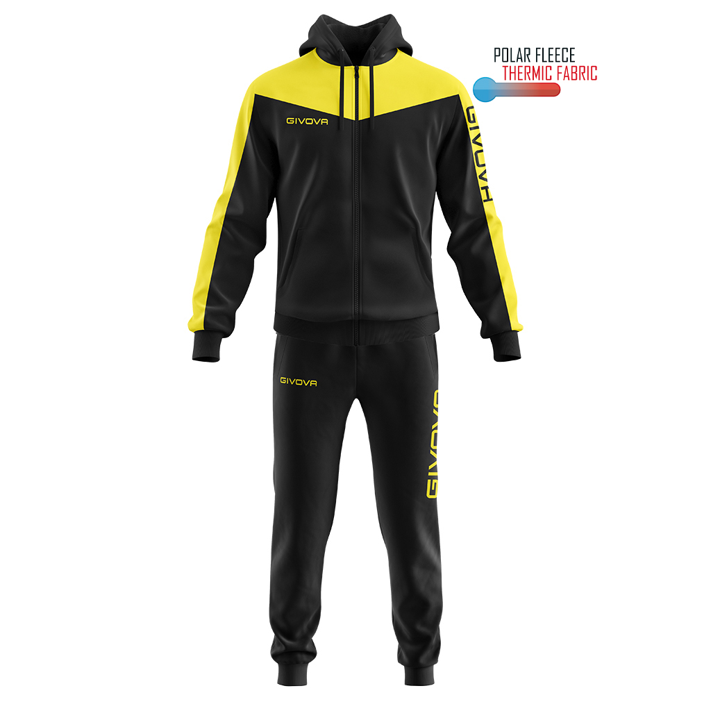 Спортивний костюм Givova TUTA ROMA CON CAPPUCCIO POLARFLEECE TT013 чорний/жовтий