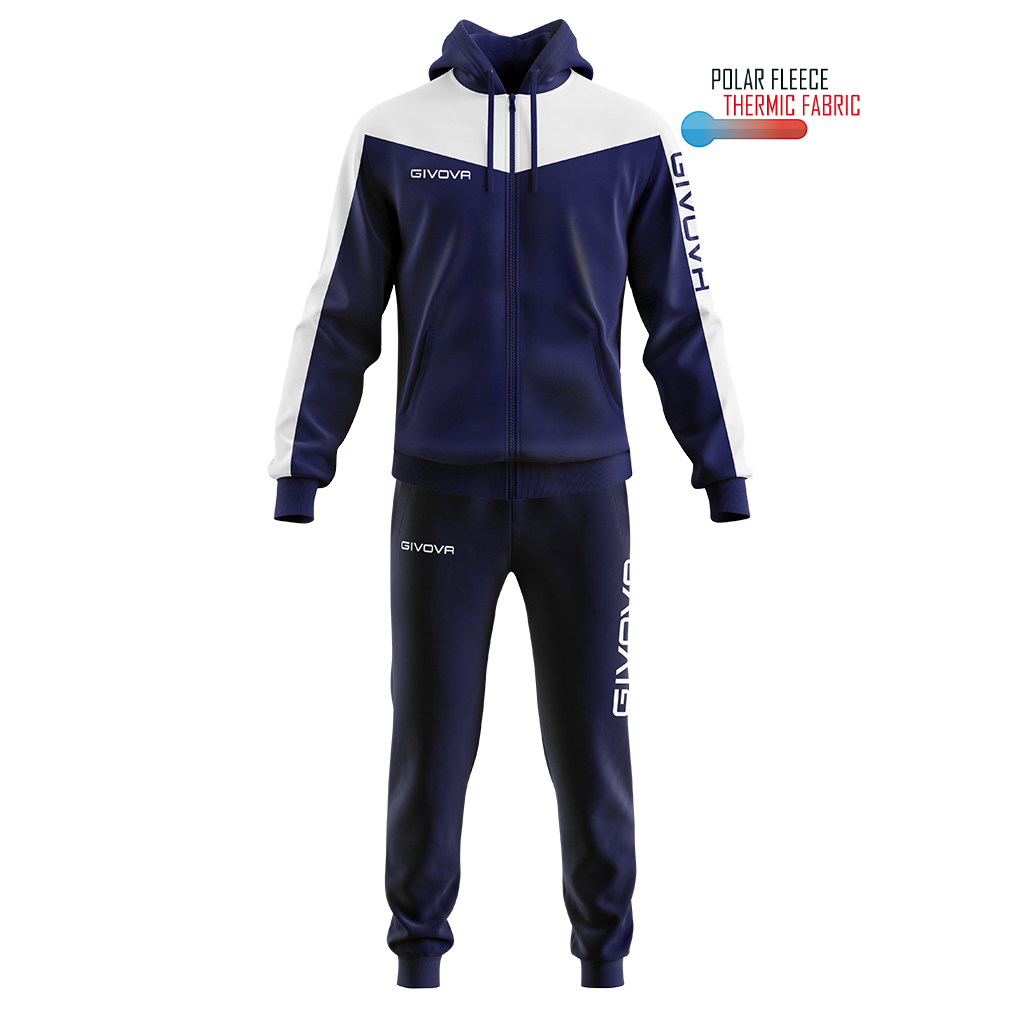 Спортивний костюм Givova TUTA ROMA CON CAPPUCCIO POLARFLEECE TT013 темно-синій/білий
