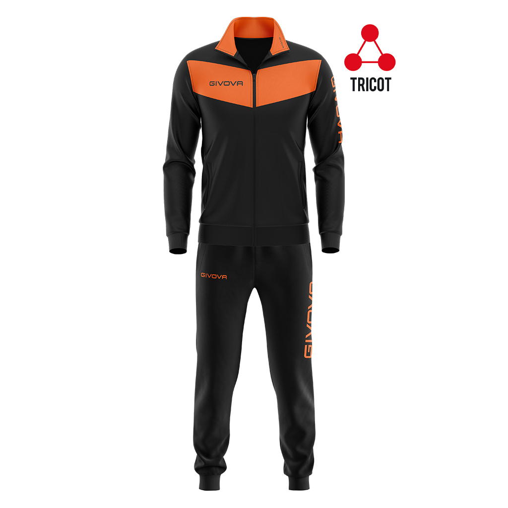 Спортивный костюм Givova TUTA VISA FLUO TRIACETATO TR018F черный/оранжевый